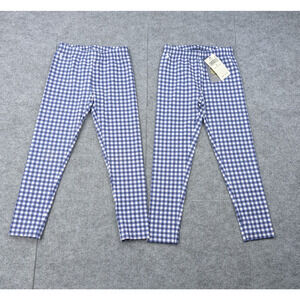 Polo Ralph Lauren Leggings Girls 6 Blue Plaid Gingham Layered Set Preppy Classic